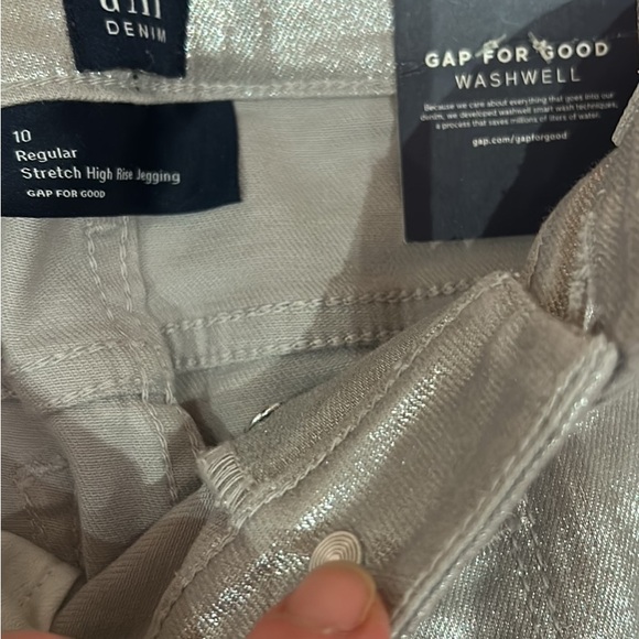NWT GAP Shiny Silver High-Rise stretch pants Size 10 - Picture 8 of 10